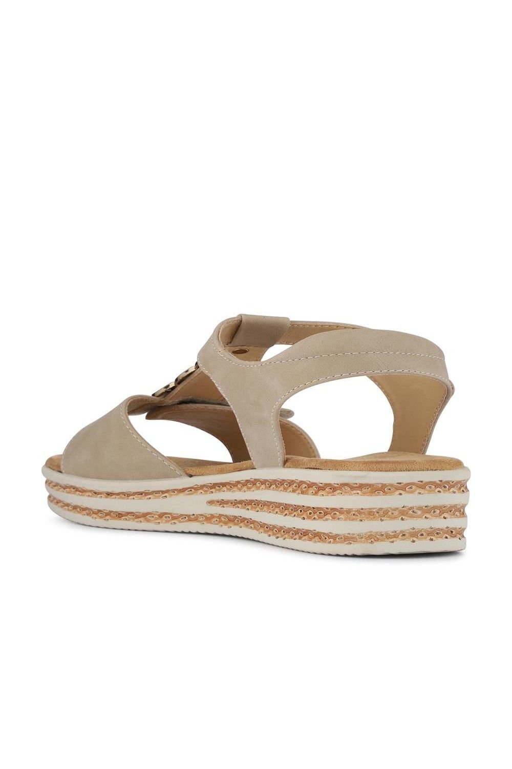 Pavers Pavers Women's Wide-Fit Dual-Touch-Fasten Sandals in Beige - 3
