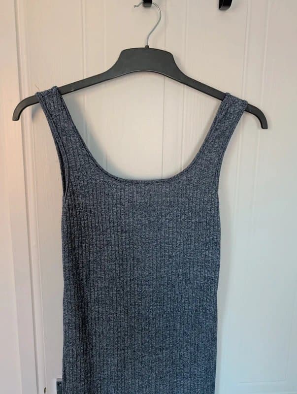 New Look New Look Grey Marl Ribbed Maxi Dress Size 16 Sleeveless Column Dress VGC