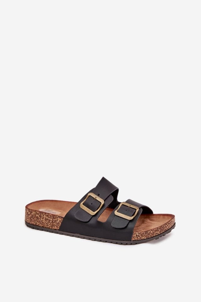 Love Lace Love Lace Women's Cork Platform Sandals with Contoured Suede Insole & Buckles in Black - 2