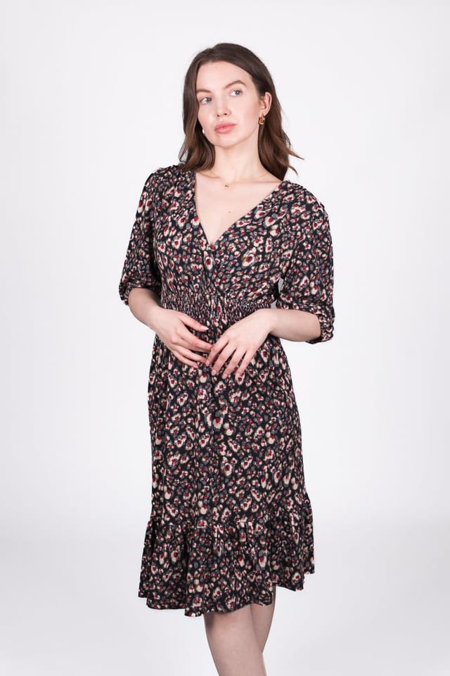 SOLO SOLO Women's Smock Abstract Wrap Dress in Black - 2