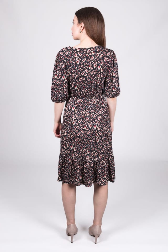 SOLO SOLO Women's Smock Abstract Wrap Dress in Black - 3