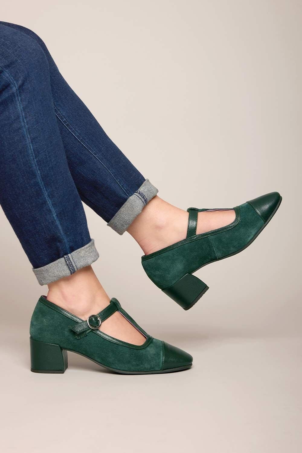 Moshulu Moshulu Women's 'Buchoo' T-Bar Heel in Dark Green