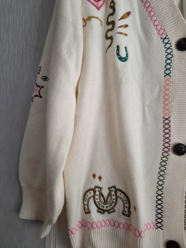 Never Fully Dressed Never Fully Dressed Cream Western Martha Cardigan Size Large L Embroidered BNWT Cowgirl