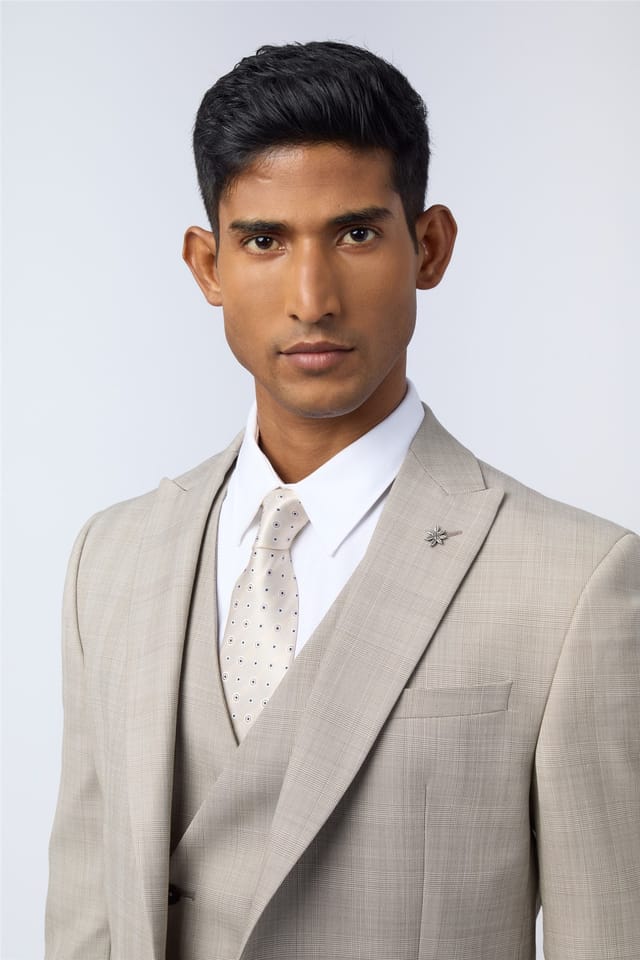 Ted Baker Ted Baker Men's Single Breasted One Button Checked Slim Fit Suit Jacket in Silver - 2