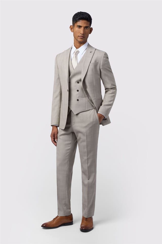 Ted Baker Ted Baker Men's Single Breasted One Button Checked Slim Fit Suit Jacket in Silver - 3