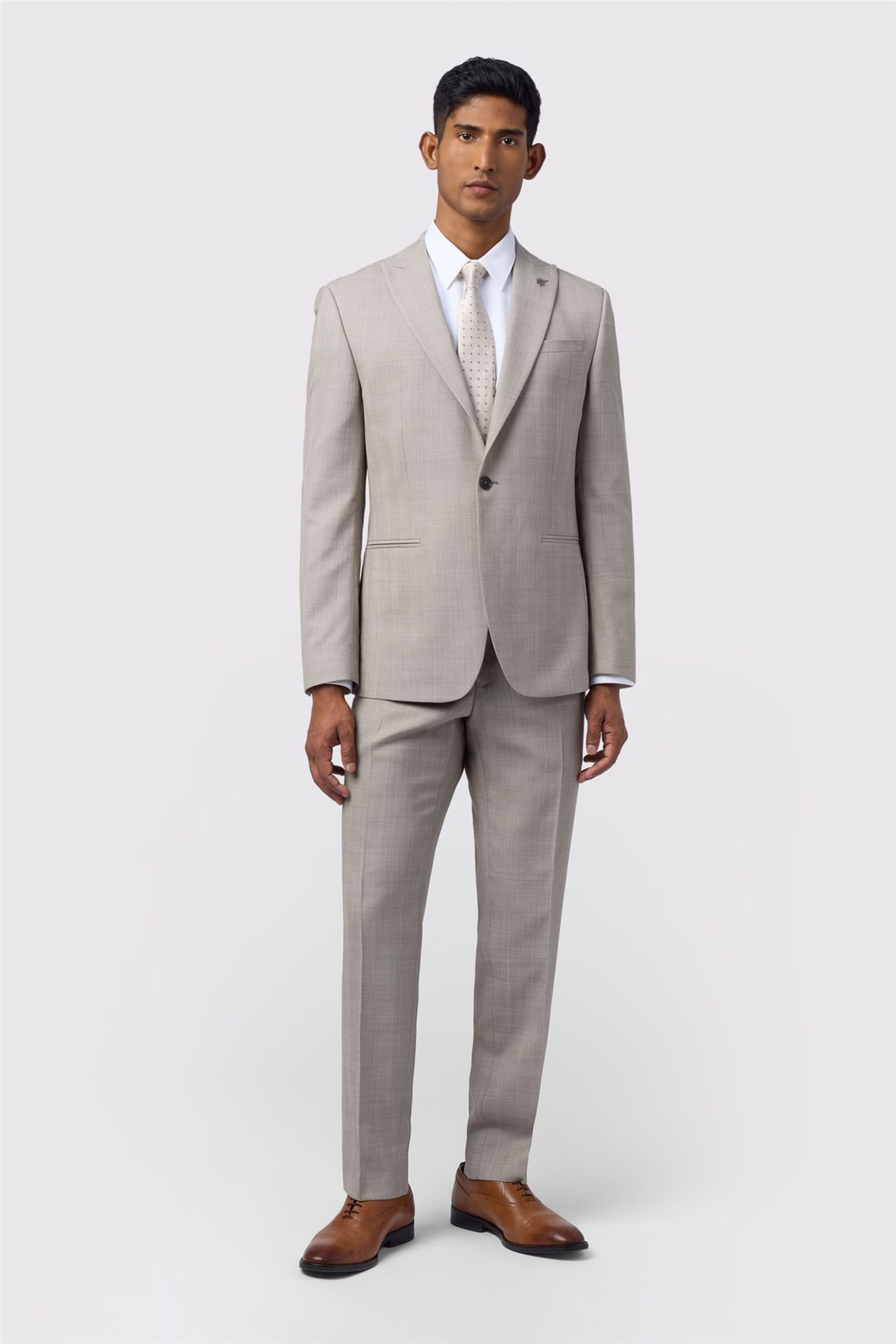 Ted Baker Ted Baker Men's Single Breasted One Button Checked Slim Fit Suit Jacket in Silver - 4