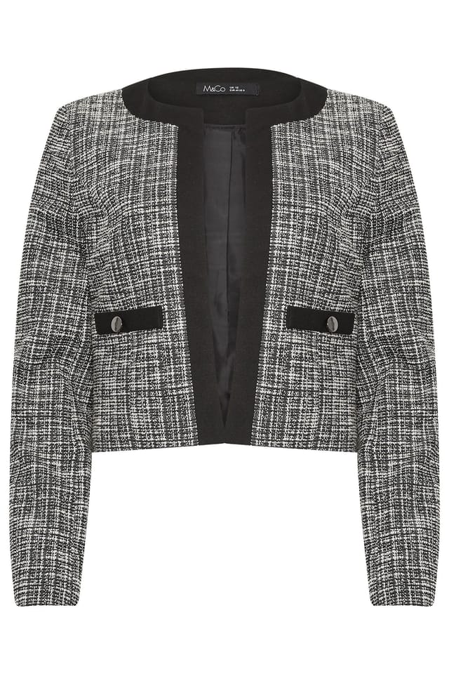M&Co M&Co Women's Boucle Tweed Jacket in Black - 2
