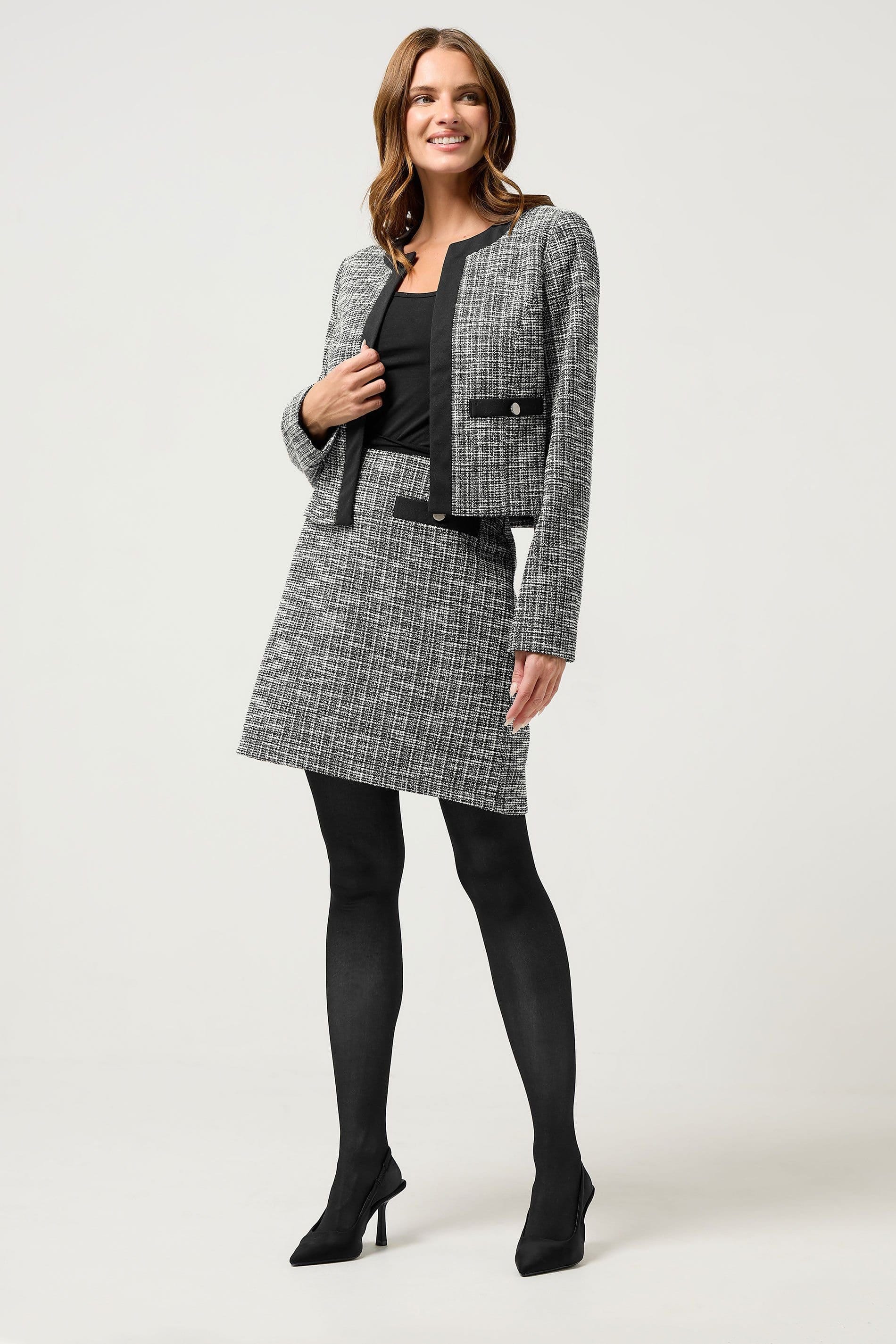 M&Co M&Co Women's Boucle Tweed Jacket in Black - 4