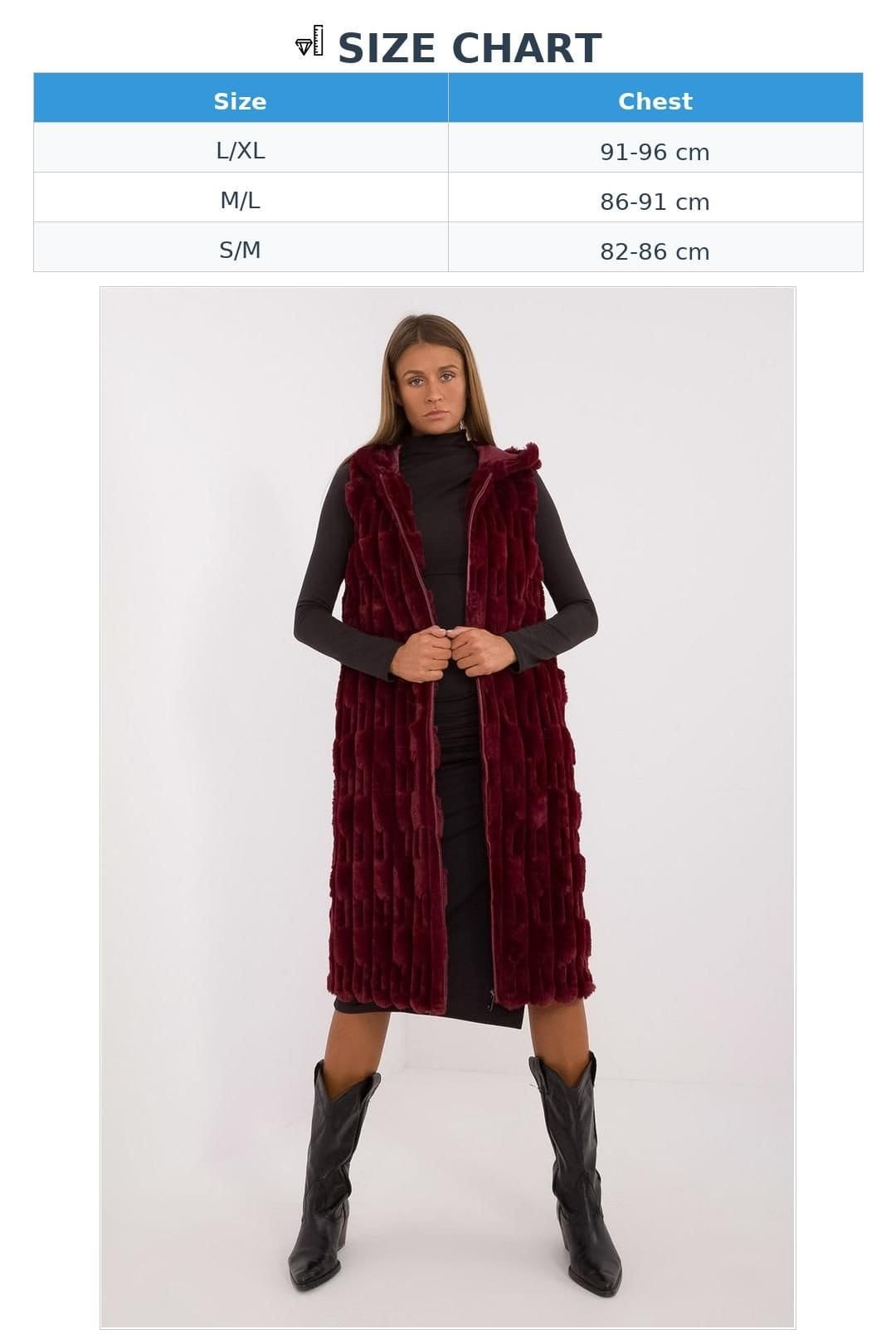 Love Lace Love Lace Women's Elegant Faux Fur Vest with Hood & Zip in Red - 4