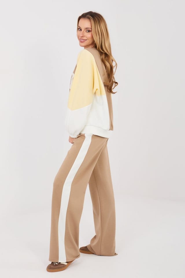 Love Lace Love Lace Women's Buttery Sequin Tracksuit Set with Wide Pants in Beige - 2