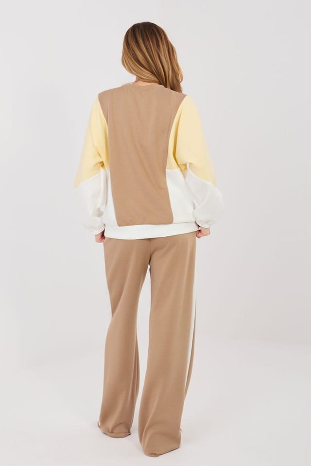 Love Lace Love Lace Women's Buttery Sequin Tracksuit Set with Wide Pants in Beige - 3