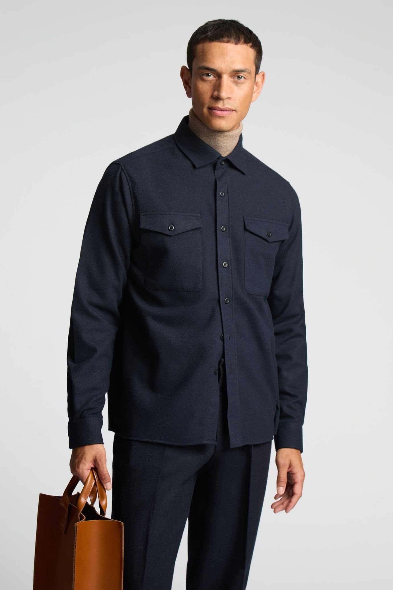 Melka Melka Men's Flannel Ls Overshirt in Navy