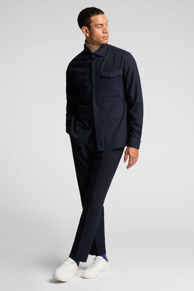 Melka Melka Men's Flannel Ls Overshirt in Navy - 2