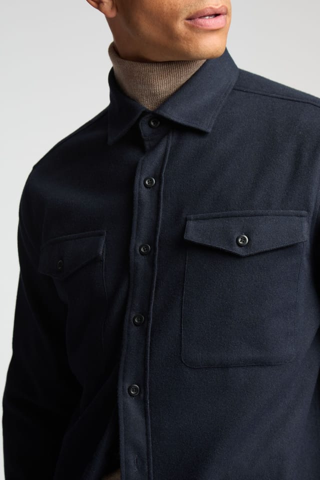 Melka Melka Men's Flannel Ls Overshirt in Navy - 3