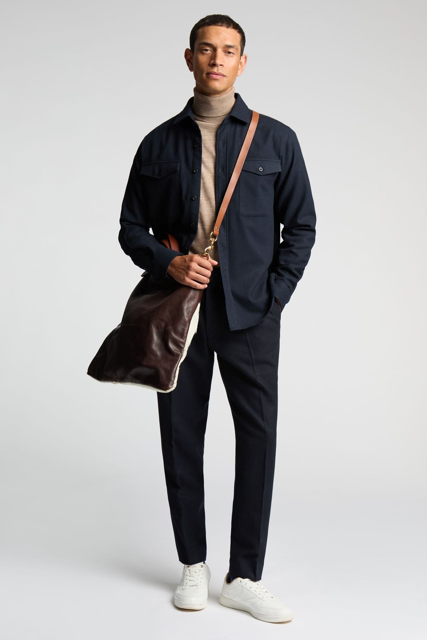 Melka Melka Men's Flannel Ls Overshirt in Navy - 4