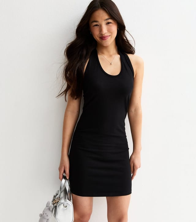 New Look Girls' Black Jersey Halter Neck Mini Dress New Look - 2