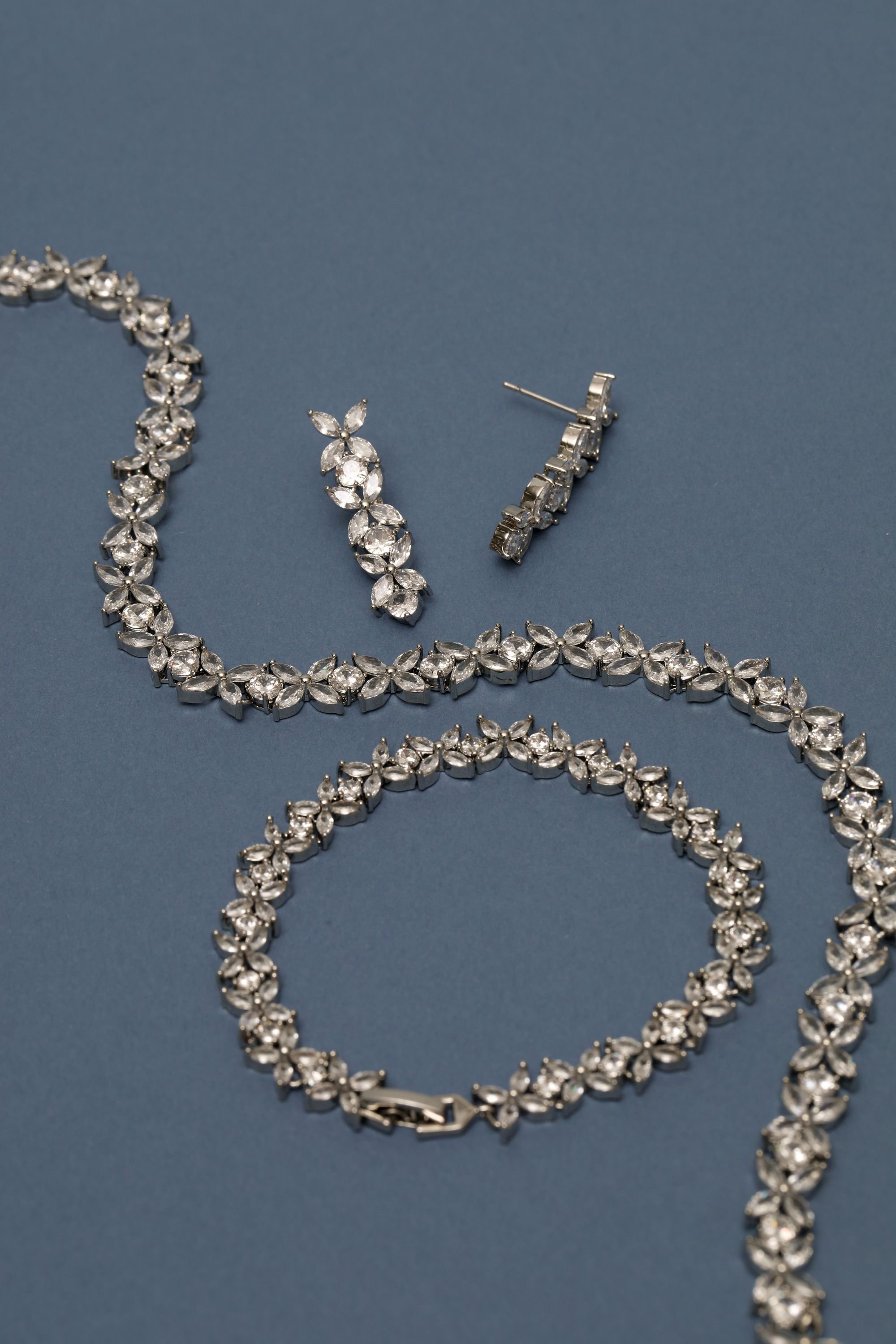 Jon Richard Jon Richard Women's Rhodium Plated Cubic Zirconia Floral Necklace in Silver - 2