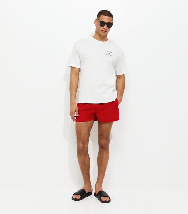 New Look Men's Red Regular Short Length Swim Shorts New Look - 3