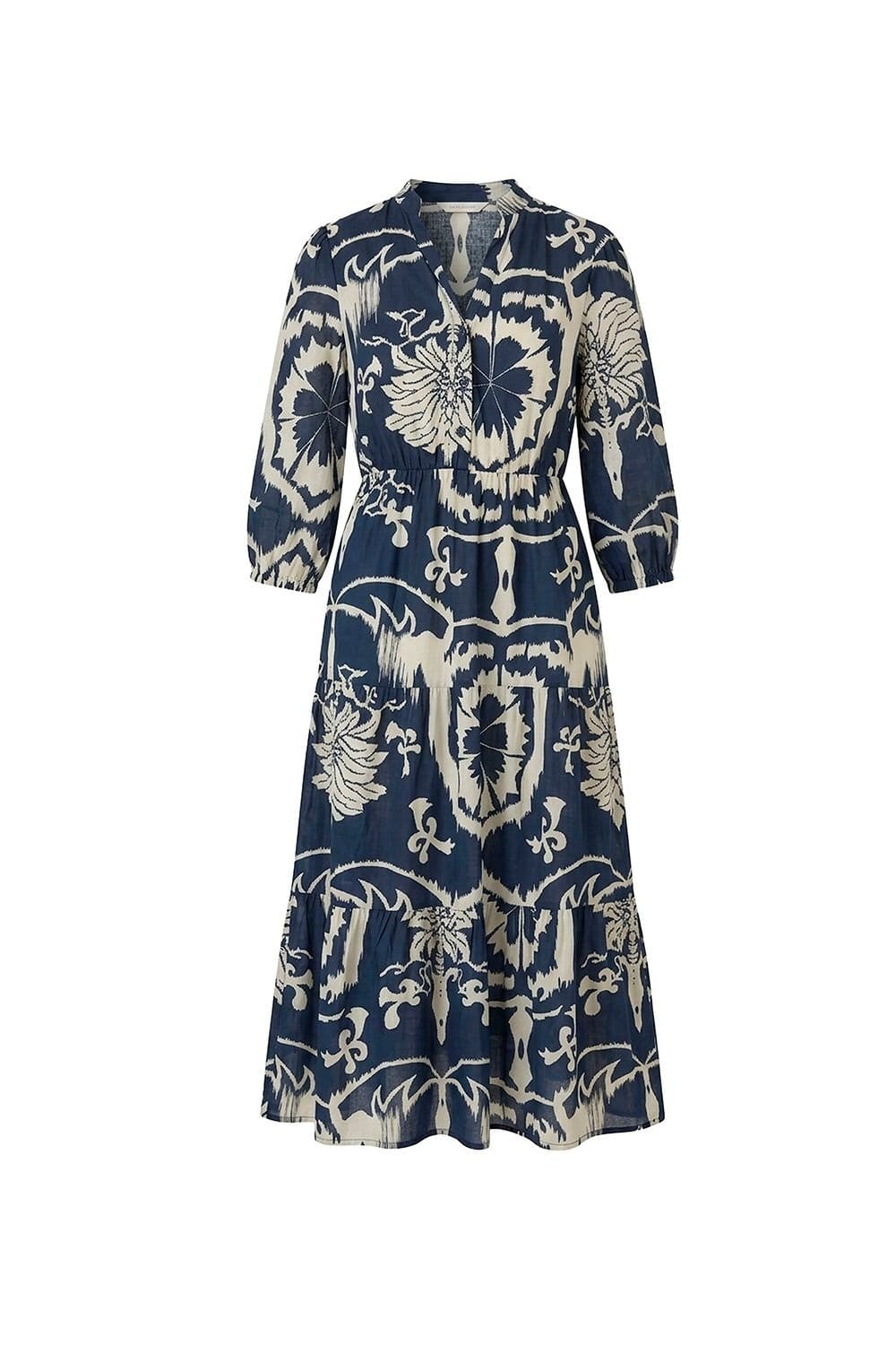 James Lakeland James Lakeland Women's Navy Ornamental Print Tiered Midi Dress - 4