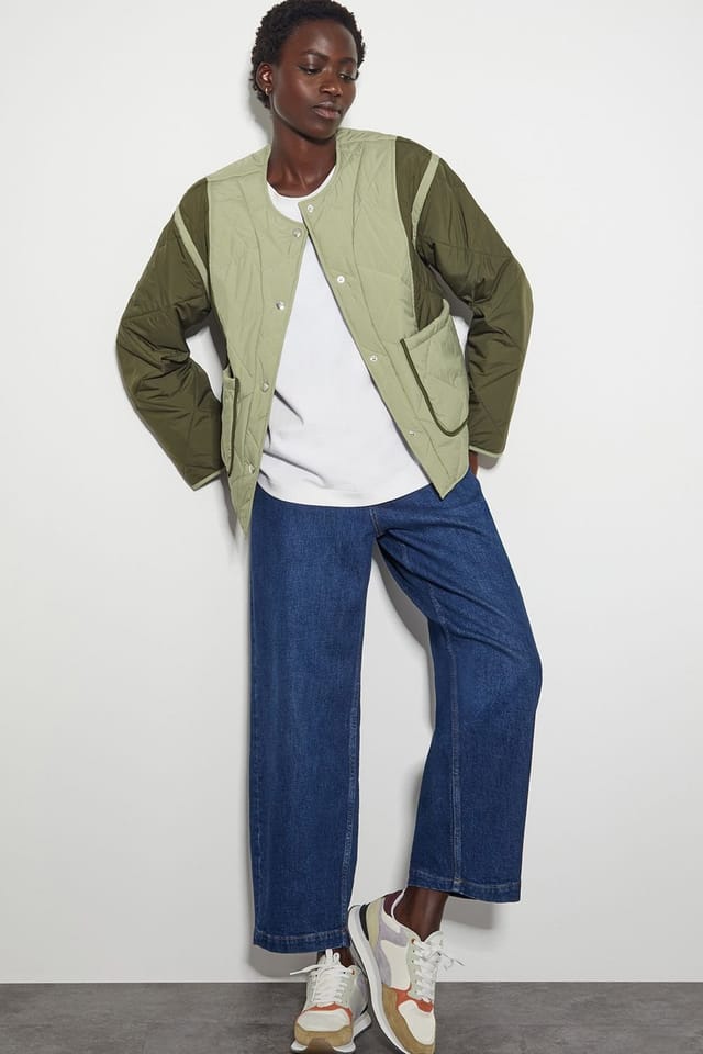Monsoon Monsoon Women's Lulu Two-Tone Quilted Jacket Green - 2