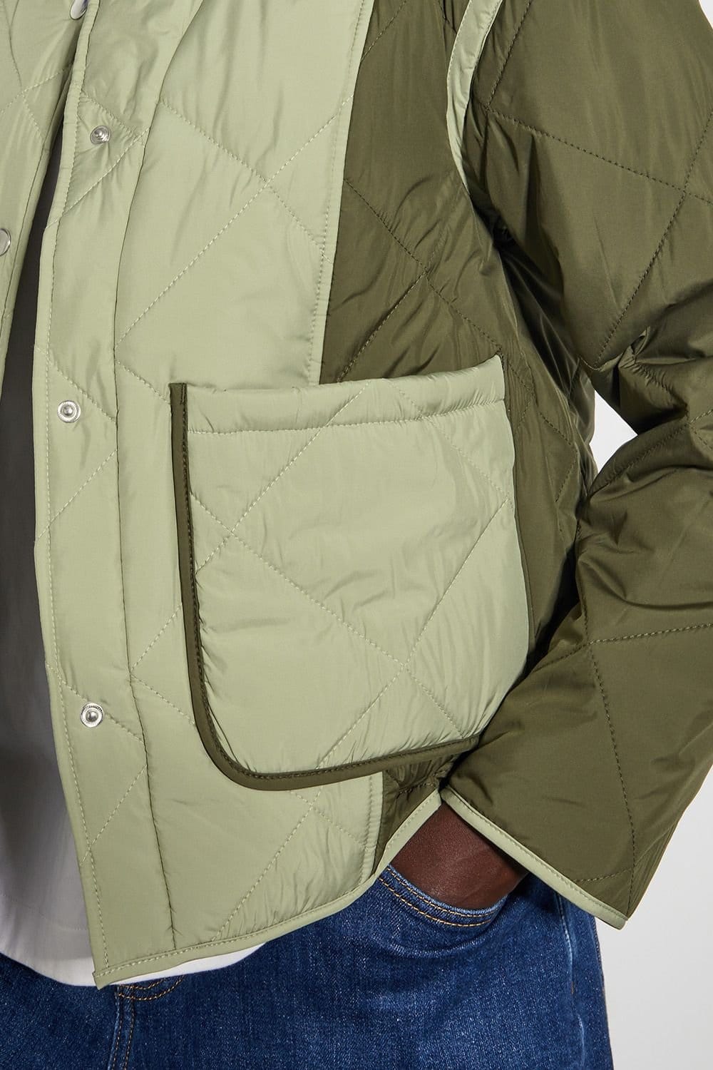 Monsoon Monsoon Women's Lulu Two-Tone Quilted Jacket Green - 4