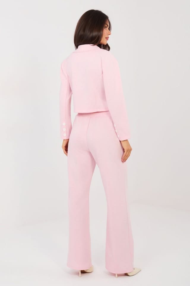 Love Lace Love Lace Women's Buttery Soft Blazer Trouser Tracksuit Set in Pink - 2