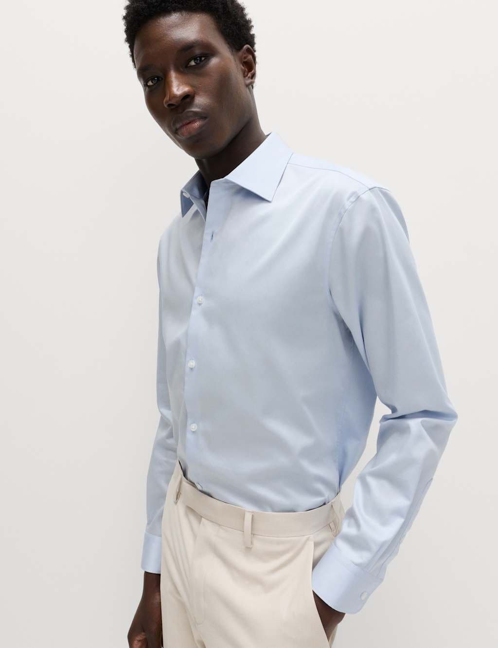 Marks & Spencer M&S Blue Supima® Cotton Regular Fit Shirt