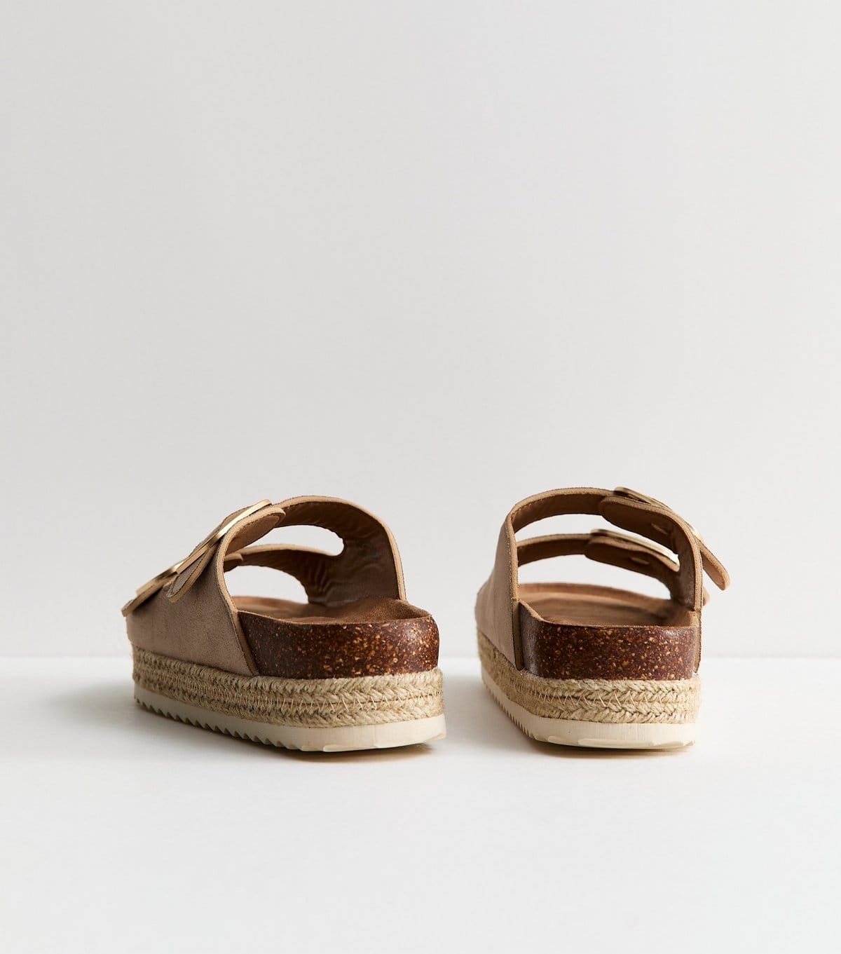 New Look Women's Light Brown Jute Sole Double Strap Mule Sandals Vegan New Look - 4