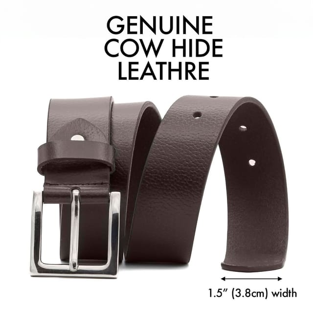 Woodland Leathers Woodland Leathers Men's Leather Belts, Premium Genuine Leather belt 1.5" Width in Brown - 2
