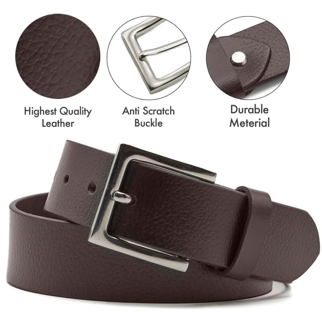 Woodland Leathers Woodland Leathers Men's Leather Belts, Premium Genuine Leather belt 1.5" Width in Brown - 3