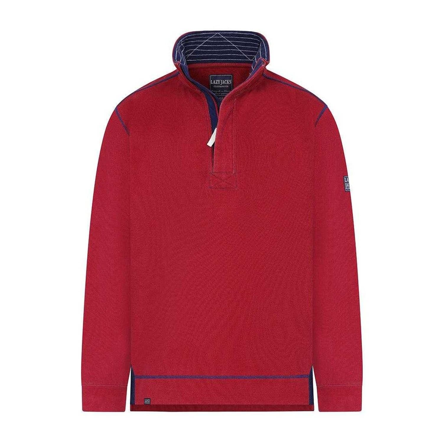 Lazy Jacks Lazy Jacks Men's Plain Quarter Zip Sweatshirt in Dark Pink