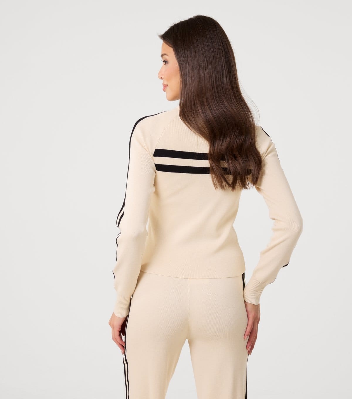 Pink Vanilla Women's Stone Contrast Stripe Zip Sweatshirt Pink Vanilla New Look - 4