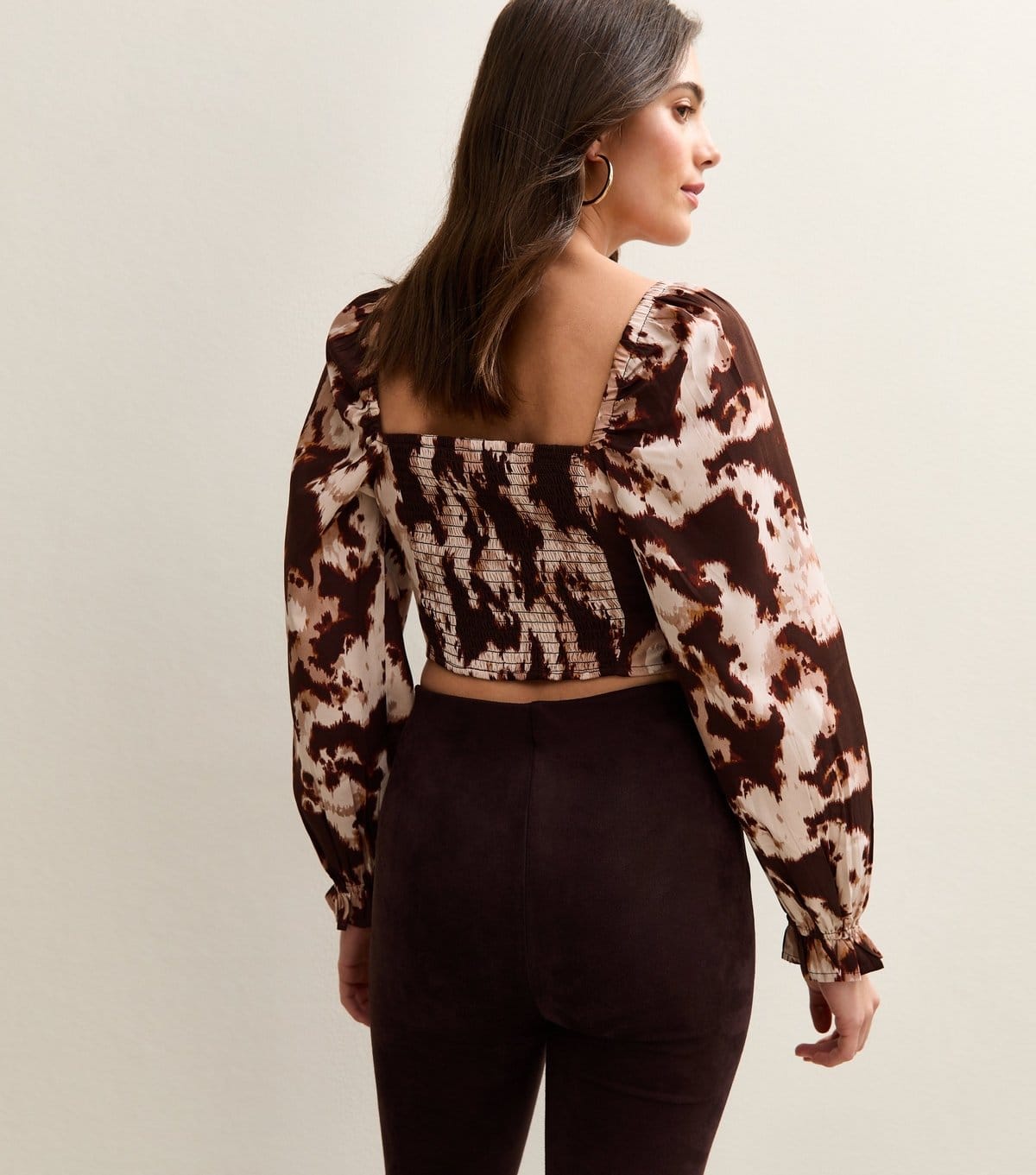 New Look Women's Brown Cow Print Long Sleeve Milkmaid Top New Look - 4