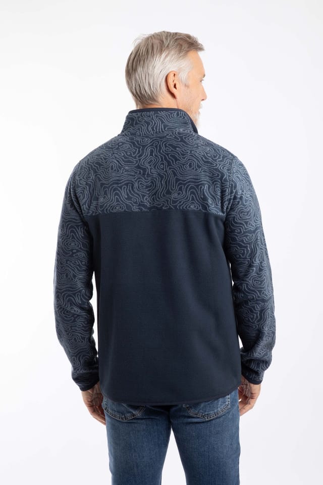 Weird Fish Weird Fish Men's Gilbert 1/4 Zip Printed Microfleece in Navy - 3