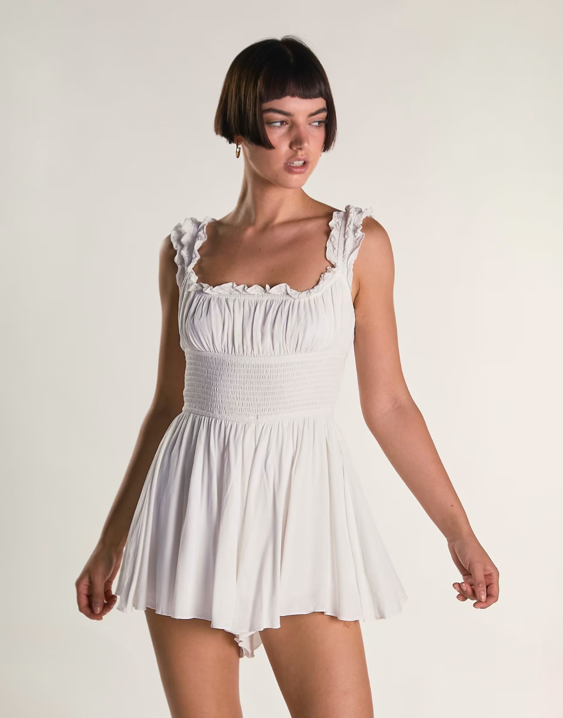 ASOS Milkmaid Playsuit in Off White