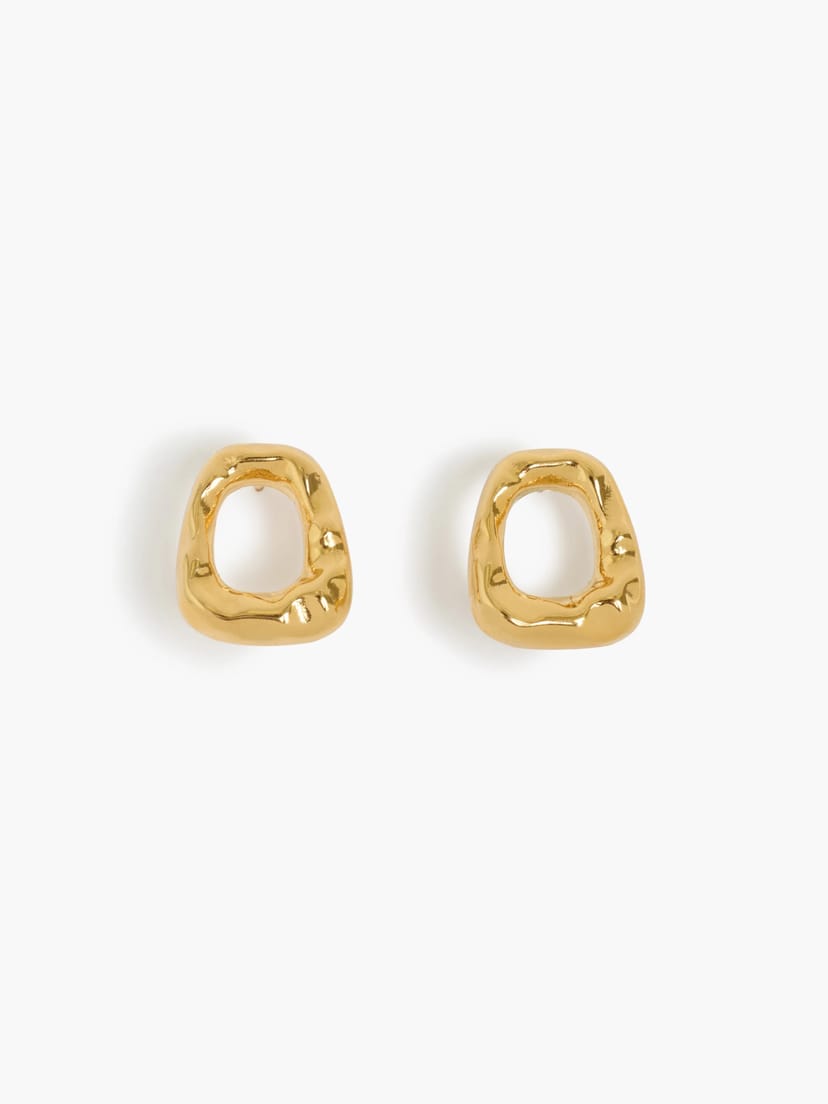 French Connection Molten Ring Stud Earrings Warm Gold - 1