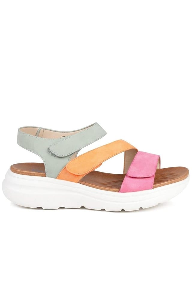 Pavers Pavers Women's Wide Fit Triple Adjustable Strap Sandals in Pink - 2