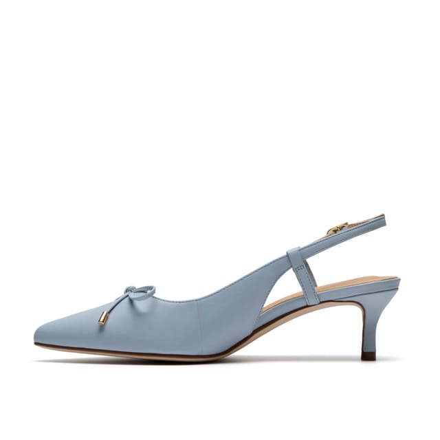 Clarks Clarks Women's Zarey Bow Light Blue Leather Heels, Sling Back - 2