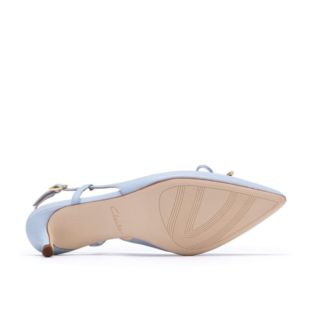 Clarks Clarks Women's Zarey Bow Light Blue Leather Heels, Sling Back - 3