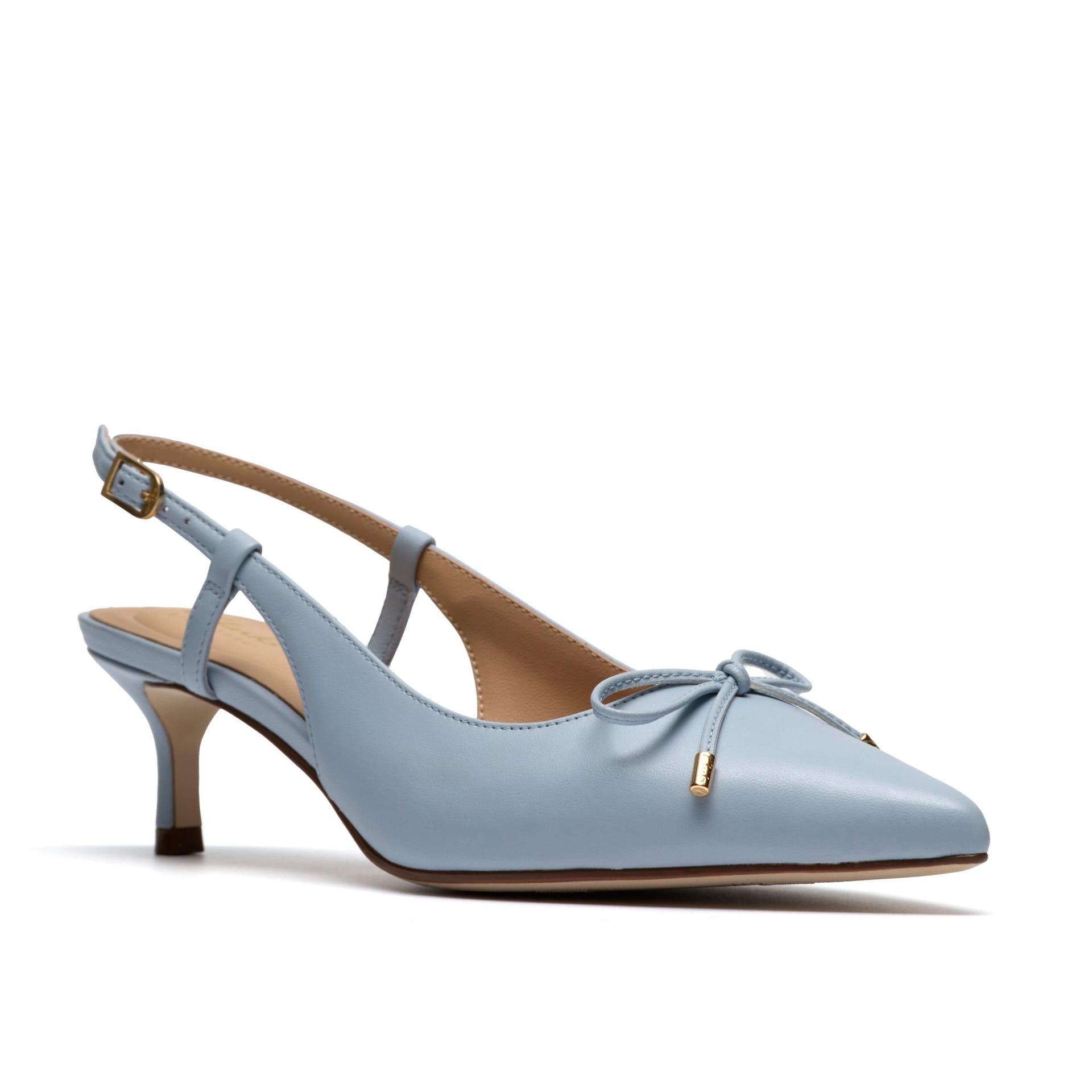 Clarks Clarks Women's Zarey Bow Light Blue Leather Heels, Sling Back - 4