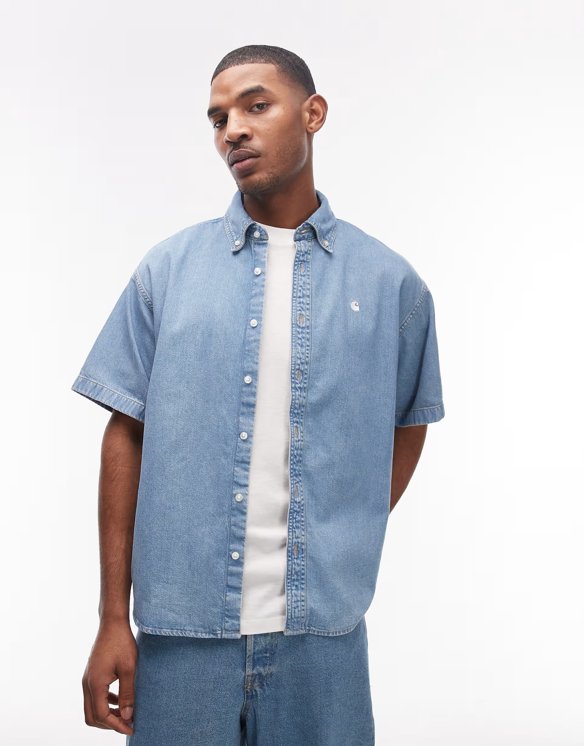 ASOS Carhartt WIP lucas denim shirt in light blue