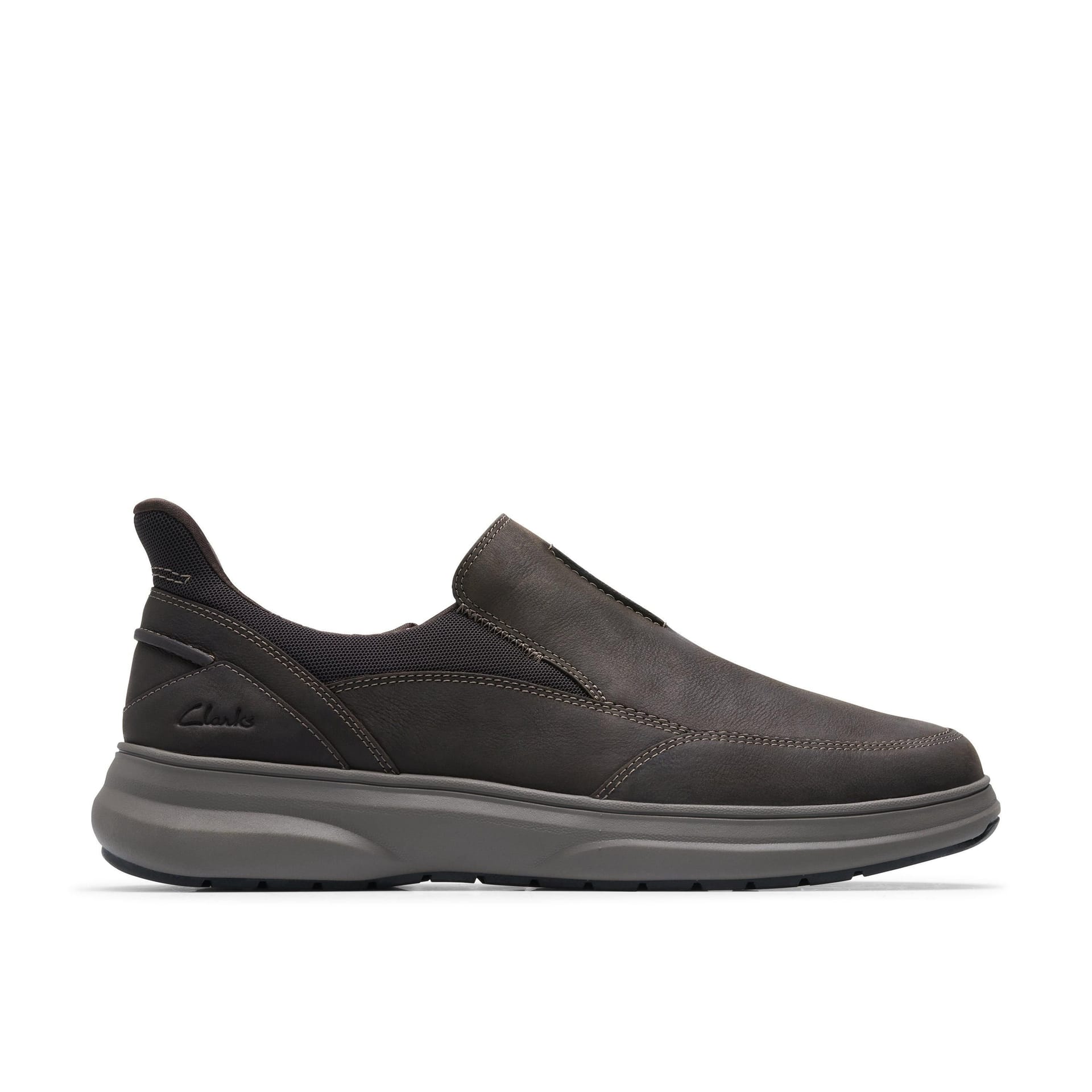Clarks Clarks Men's Mullan Step Dark Brown Leather Slip Ons - 4