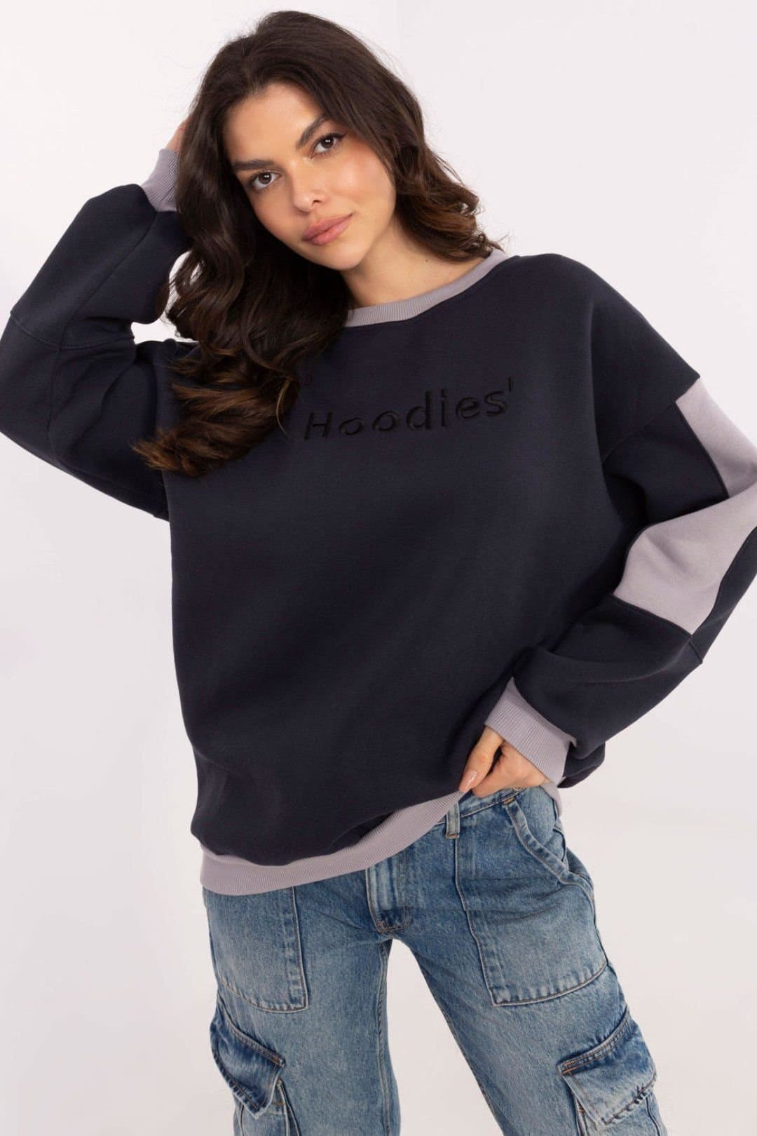 Love Lace Love Lace Women's Casual Logo Embroidered Cotton Polyester Sweatshirt in Blue