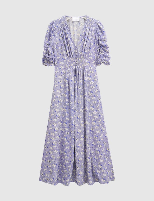 Hobbs London Hobbs London Women's Stowe Ruched Sleeve Midi Dress in Purple - 2