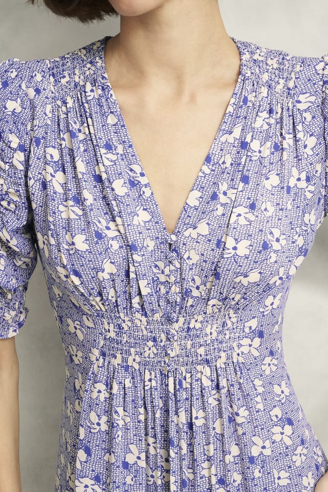 Hobbs London Hobbs London Women's Stowe Ruched Sleeve Midi Dress in Purple - 3