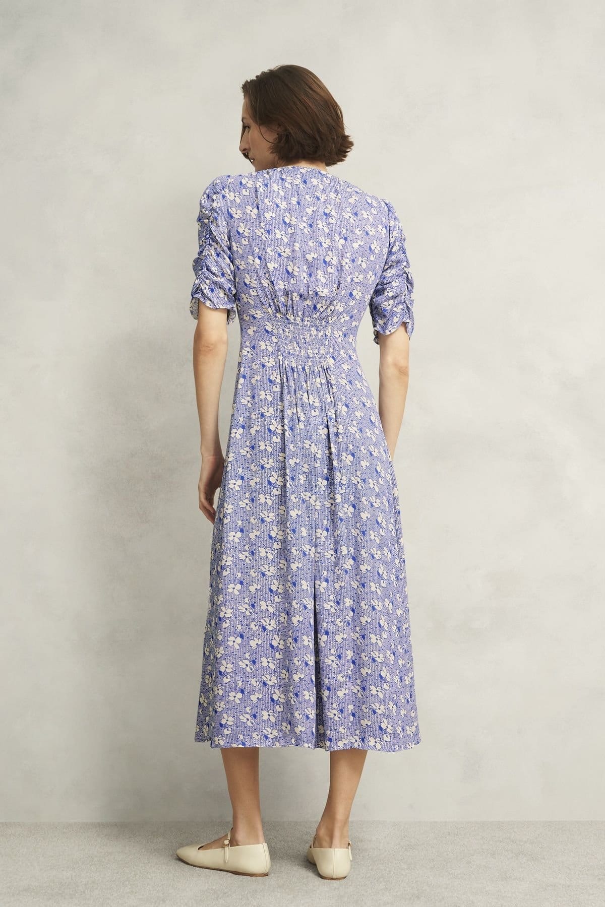 Hobbs London Hobbs London Women's Stowe Ruched Sleeve Midi Dress in Purple - 4