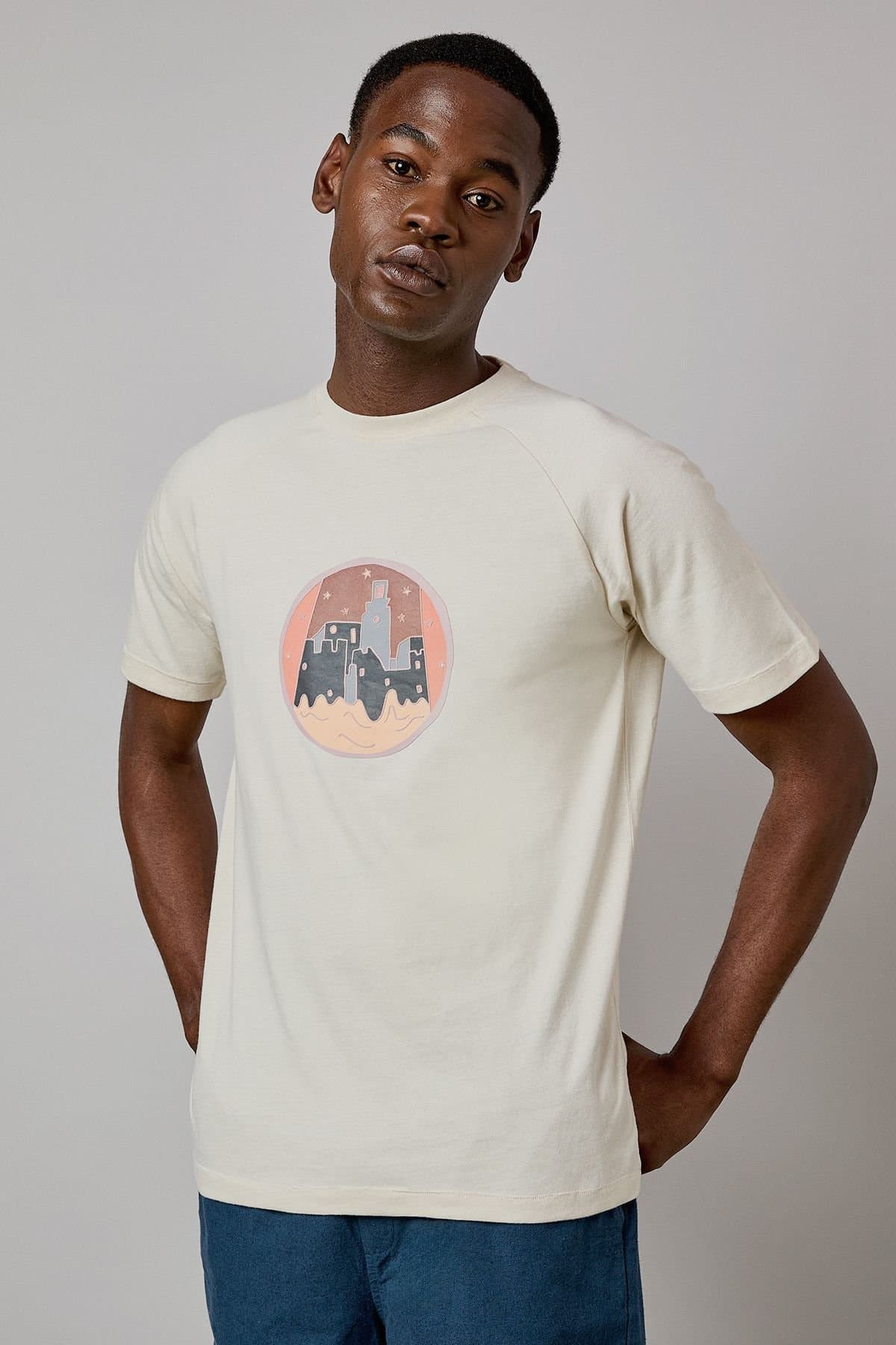 Burton Burton Men's Cream Sunrise Logo Print Raglan T-Shirt