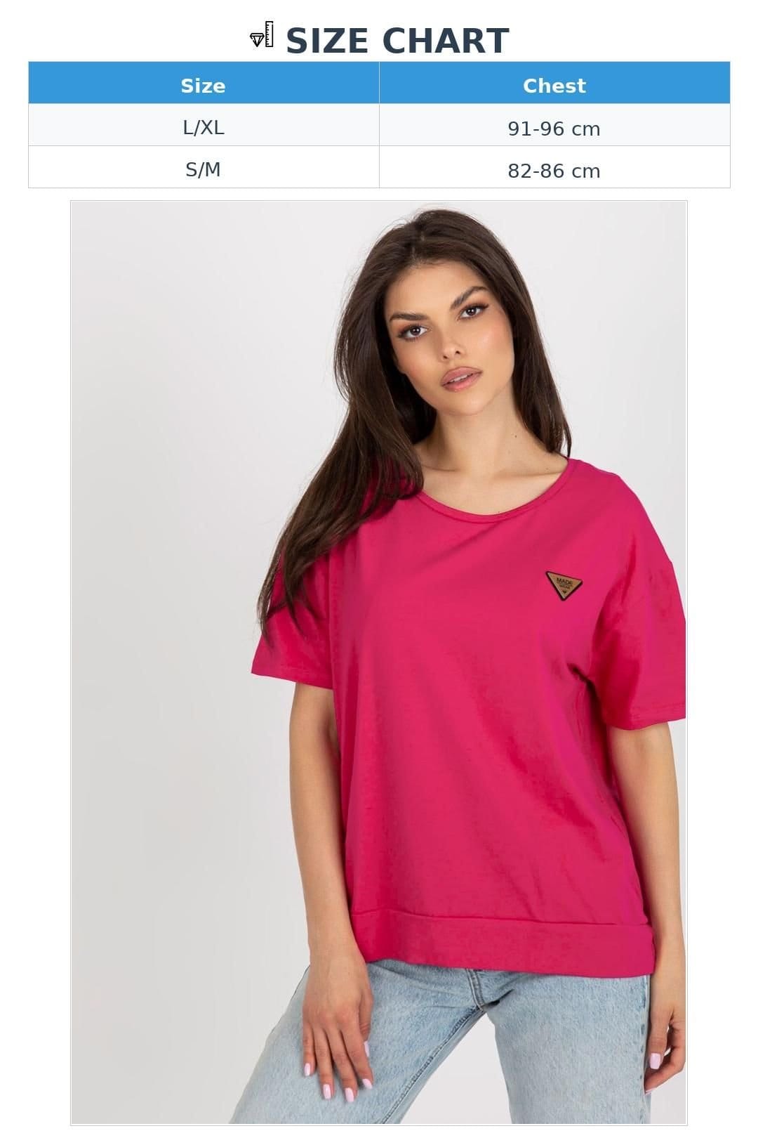 Love Lace Love Lace Women's Short Sleeve Round Neck Blouse with Patch in Pink - 4