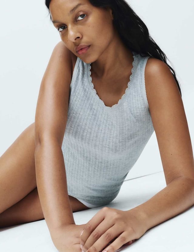 Marks & Spencer M&S 2 Pack Medium Warmth Thermal Pointelle Vests Black Mix - 3