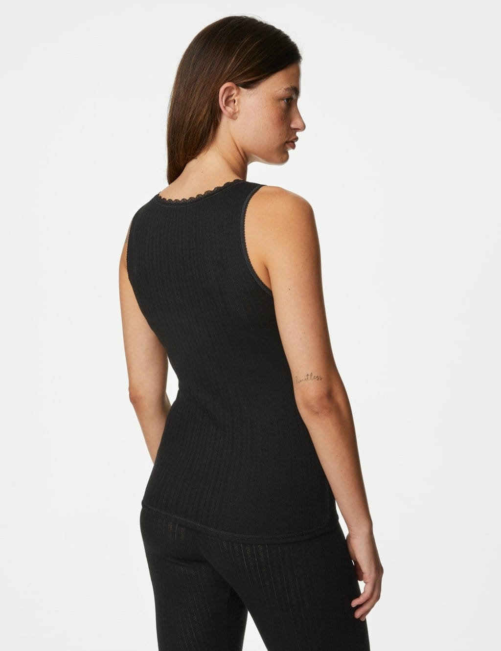 Marks & Spencer M&S 2 Pack Medium Warmth Thermal Pointelle Vests Black Mix - 4